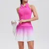 Set de Tenis y Bádminton Cuello Polo Manga Corta Secado Rápido Sin Mangas Verano Cierre Frontal Incorporado Sostén de Copa Fija