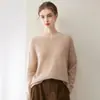 Jersey de punto liso de cachemira y seda 2026 Otoño/Invierno Nuevo para Mujer, holgado, de hombros descubiertos