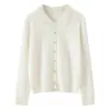 Nuevo Cárdigan de Punto de Cachemira con Cuello Polo para Otoño e Invierno, Suéter de Punto Trenzado de Manga Larga para Mujer, Top Suave, Pegajoso, Amigable con la Piel, Versátil