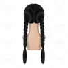 Peluca nueva de cosplay transfronteriza, peluca negra de doble trenza, peluca de disfraz de la Familia Addams, peluca completa para toda la cabeza, en stock