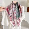 Pañuelo de Cuello Pequeño Cuadrado 70cm Estilo Francés Pintura al Óleo Azul Flor de Granada para Mujer, Primavera y Otoño, Pañuelo Chal de Doble Cara que Cambia de Color