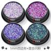 Polvo Bling + Lentejuelas para uñas cuadrilaterales de 1 mm decoraciones mixtas Pegamento para esmalte de uñas material de relleno delgado al por mayor