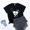 Deseo estación independiente día de la enfermera ECG estetoscopio impreso Camiseta de cuello redondo de manga corta para mujer Cuello redondo cuello