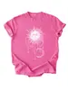Amazon eBay estação independente moda versátil elegante feminina corrente sol lua estrela gola redonda manga curta camiseta