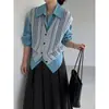Chaleco de Punto Retro de Cuello V Rayado sin Mangas Estilo Old Money de Jiangzuo para Mujer, Prenda Versátil para Superponer en Otoño 1030