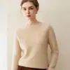 Suéter de Cuello Redondo 100% Cachemira para Mujer, Nuevo Suéter de Punto de Color Sólido para Otoño e Invierno, Suéter de Cachemira de Corte Holgado