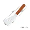 Espátula para Barbacoa de Acero Inoxidable con Mango de Madera, Herramienta para Barbacoa al Aire Libre, Espátula para Freír Bistecs, Anti-quemaduras, Mango Antideslizante, Espátula Multifuncional para Freír