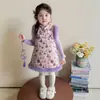 Nuevo Vestido Cheongsam Estilo Chino para Niñas Ropa de Invierno 2025 Nuevo Estilo Nacional Vestido Infantil Bebé Conjunto de Ropa para Saludo de Año Nuevo