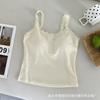 Camisole de Beleza com Renda e Botões nas Costas para Mulheres, Hot Girl, Desejo Puro, com Bojos no Peito, Pode Ser Usada como Camada Interna ou Peça Externa, Top Sem Mangas