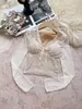 Top Retro de Encaje Patchwork con Cuello en V y Lazo para Mujer Estilo Dulce y Picante Ceñidor de Cintura Adelgazante Camiseta Base Hot Girl