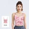 Especial Transfronterizo para Chaleco Estampado Guofeng de Doble Tirante Anticaída con Almohadilla Integrada Fija en el Pecho y Tirante Externo Sujetador Deportivo