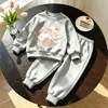 Conjunto de Moletom para Meninas Primavera e Outono 2026 Nova Moda Roupas Esportivas Infantis Roupa de Outono Calça de Moletom Casual para Meninas Conjunto de Duas Peças