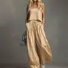 Novo conjunto de verão sem mangas de cor sólida para mulheres, com top tipo camisola e calças de perna larga, para estação independente da Amazon 2026
