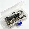 120 conjuntos transfronteiriços de ilhós de cobre de quatro cores de 10 mm com kit de ferramentas de 3 peças para ilhós metálicos de lona