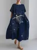 Amazon Transfronterizo 2026 Verano Nuevo Talla Europea Mujer Holgado Cuello Redondo Moderno Gama Alta Manga Corta Vestido Estampado