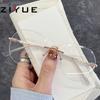 Gafas sin montura de aro popular en Internet para mujer, moda decorativa, gafas de moda antiguas, gafas planas ajustables con luz anti-azul