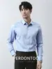 Camisa de vestir para hombre 100% algodón puro, color liso, antiarrugas, manga larga, fácil de cuidar, no necesita planchado, para uso profesional