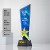Novo troféu de cristal em forma de estrela de cinco pontas personalizado para funcionários de destaque, novos membros da equipe, fornecedores, parceiros e o trabalhador do ano.
