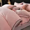 Conjunto de Quatro Peças de Leite Felpudo Espesso Fosco de Alta Qualidade com Escultura Tridimensional para Inverno, Lençol de Cama Plush Dupla Face, Capa de Edredom, Conjunto de Três Peças
