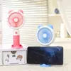 Ventilador de mano portátil de dibujos animados con orejas pequeñas para estudiantes, con base de soporte para teléfono móvil, control de tres velocidades, ventilador recargable