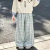 Conjunto de Outono para Meninas 2026 Novo Estilo Menina Grande Falso Duas Peças Manga Longa Roupa Infantil Estilo Coreano Roupas de Outono Calça Xadrez