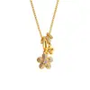 Item Quente do Xiaohongshu Ouro Areia Aro de Corrida Totalmente Cravejado com Diamantes Colar de Flor Luxo Leve Sensação de Alto Padrão Colar para Clavícula Presente para Namorada