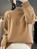 Suéter de Punto Trenzado Oreja de Trigo de Cuello Medio Alto de Moda para Año Nuevo para Mujer, Jersey Holgado Casual de Lana Completa con Mangas Largas