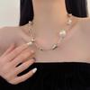 Estilo japonês e coreano Nicho Design Irregular Metal Pearl Stitching Colar Personalidade Masculino e Feminino Clavícula Corrente Acessórios