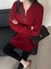 Moda Europea de Otoño e Invierno Casual Color Sólido Solapa con Cremallera Suelto Suave Suéter de Punto Top con Chaqueta