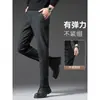 Pantalones Casuales de Gama Alta de Hong Kong para Hombre, Corte Recto Delgado, Nuevo Estilo Primavera y Otoño, Estilo de Negocios para Hombres de Mediana Edad, Felpa Cepillada, Pantalones Cálidos para Hombre con Felpa Añadida