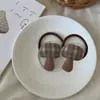 Versión Coreana de Tela Estéreo Rellena de Algodón, Goma Elástica de Cuadros con Champiñón Bordada a Mano, Alta Elasticidad, Cuerda Versátil para el Cabello para Niños, Accesorios para el Cabello para Mujeres