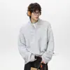 Suéter Retro Americano com Meio Zíper e Gola Alta para Homens e Mulheres, Malha Estilosa High Street para Outono e Inverno, Peça de Cima Versátil Ampla da Marca Tendência