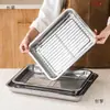 Colador de cárter de aceite pincho de retorno de aceite rejilla para sartén de parrilla bandeja de drenaje de aceite acero inoxidable cuadrado con red para freír comercial familiar control de aceite