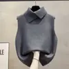 Chaleco de Punto con Solapa para Mujer, Nuevo Estilo Otoño/Invierno 2025, Corte Holgado, Ropa Exterior, Para Superponer, Chaleco Suéter Elegante