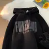 Sudadera con capucha de peso pesado estilo americano para hombre, Invierno, Ajuste holgado, Top casual versátil, Estampado de espuma, Chaqueta unisex, Moderna