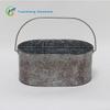 Cubitera de seis compartimentos transfronteriza Cesta escandinava retro galvanizada para cuchillos y tenedores Caddy Barril ovalado Cubo para bebidas de bar Cervecera