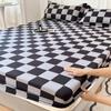 Sábana Ajustable de Algodón Cepillado Lavado Suave para la Piel Protector de Colchón Simple Simmons Cubrecama Juego de Tres Piezas