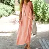 Ropa para Mujer Tallas Grandes Nuevo Estilo Transfronterizo Europeo y Americano Vestido Nuevo Sitio Independiente Vestido de Verano Algodón Lino Color Moda Corte Ajustado