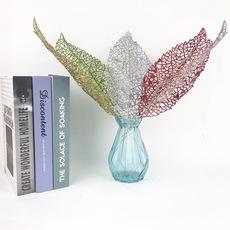 Adornos navideños con hojas brillantes, accesorios, polvo dorado, hojas huecas, plantas de simulación, hojas de simulación, arreglos florales para interiores.