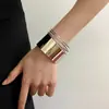Pulseira Multicamadas Mais Vendida Moda Europeia Americana Personalidade Pulseira de Pulso de Metal Punk Estilo de Rua Aberta Oca Simples Joia de Mão Atacado