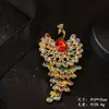 Broche de Pavo Real Europeo y Americano de Alta Resistencia Transfronterizo Broche de Gama Alta Pedrería Accesorio de Ropa Fénix Vintage Anti-Exposición