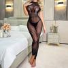 Roupa Íntima Sexy Europeia e Americana Sexy Malha Transfronteiriça Decote Halter Macacão Rasgado Pijama Manga Longa Sem Costas Roupa Justa k080