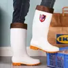 Botas de lluvia para hombre, botas de lluvia higiénicas de grado alimenticio, forradas de felpa, engrosadas, antideslizantes, zapatos impermeables, zapatos de chef resistentes al aceite, botas de agua para ganadería