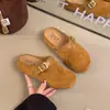 Elegantes Pantuflas Cerradas de Suela Gruesa para Salir 2026 Otoño/Invierno Nuevo Estilo Artístico Retro Aumentadoras de Altura Slip-Ons Pantuflas Birkenstock