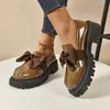 Zapatos Pequeños de Cuero Estilo Británico, Nuevos Modelos Primavera y Otoño, Zapatos Planos Versátiles Multicolores para Mujer, Zapatos Negros con Lazo, Mocasines Slip-On