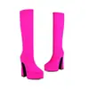 Botas Altas de Mujer Talla 34-45 para Otoño e Invierno con Punta Aguda, Gamuza, Talla Grande Transfronteriza, Botas de Mujer de Tacón Súper Alto, Zapatos de Tacón Grueso, Plataforma Impermeable