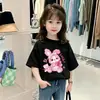 Novo Top Infantil de Manga Curta Estiloso e Fashion para Meninas, Tendência Camiseta Branca 100% Algodão Verão 2026