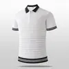 Camisa de Punto Estilo Old Money para Hombre Manga Corta Tacto de Alta Gama Cuello con Solapa Cremallera Casual de Negocios Camiseta Top