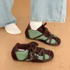Zapatos Deportivos Casuales Planos para Mujer 2026 Otoño Nuevos Redondos de Cuero Sintético Bloque de Color con Correa Cruzada y Cordones