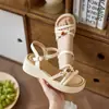 Sandalias de una tira con decoración trenzada de verano, Zapatos de suela gruesa para aumentar la altura, Suaves y de aspecto etéreo, Versátiles para ir al trabajo y para uso al aire libre, Zapatos de playa para mujer